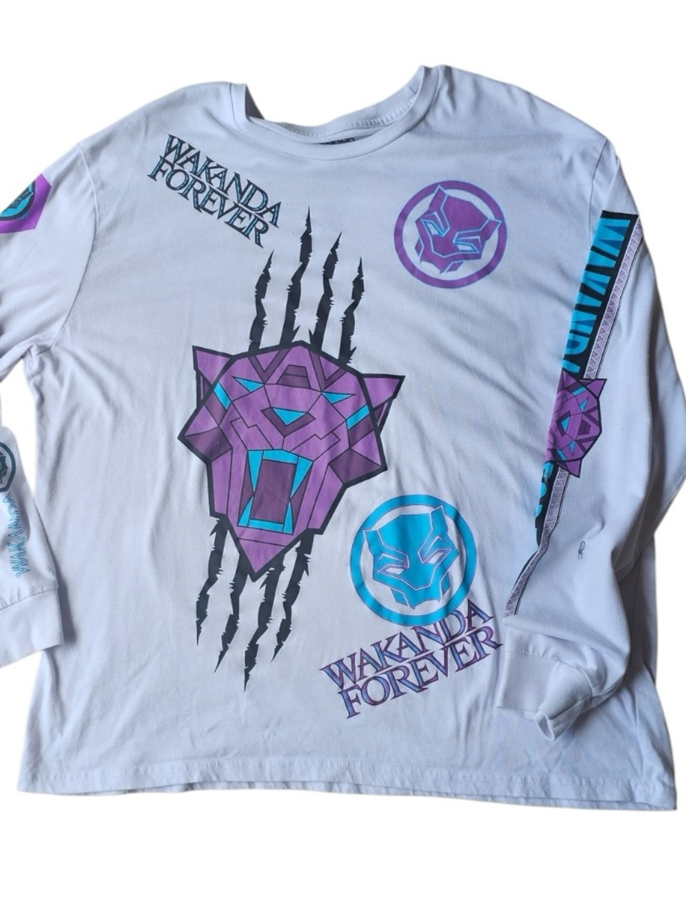 Marvel Black Panther Wakanda Forever Long Sleeve Graphic Tee Shirt 2XL